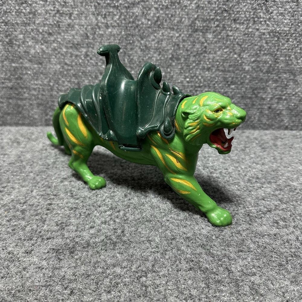 Vtg (1981) Masters Of The Universe BATTLE CAT Green Tiger He-Man Mattel w/ Armor
